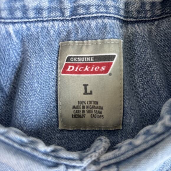 Dickies Light Blue Casual Button Down Shirt - Picture 4 of 15